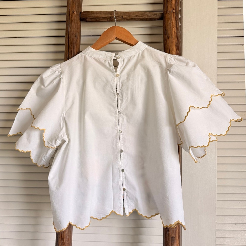 Zara Embroidered Floral Blouse S White - Picture 2 of 4